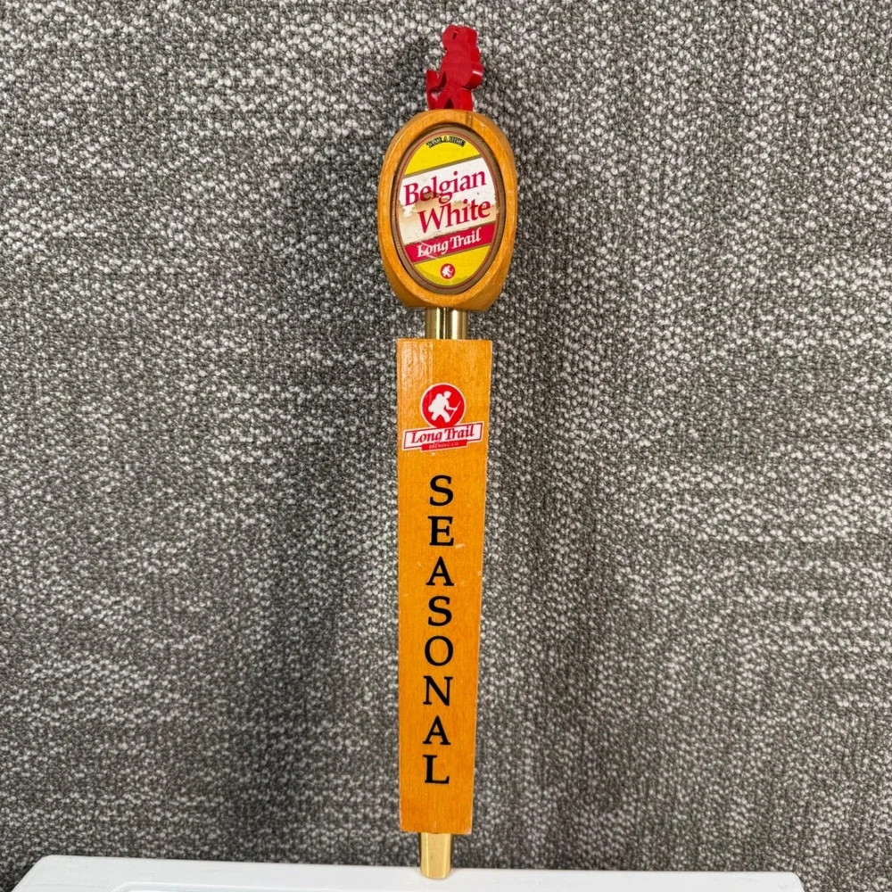 Long Trail Belgian White Tap Handle Seasonal Wood Hiker Topper Bar Decor